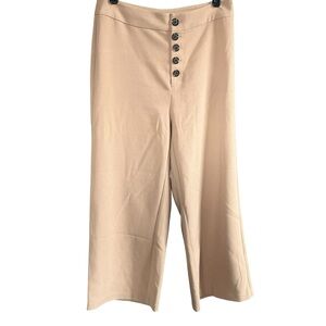 Cupcakes and Cashmere Trula Wide Leg Crop Pants Button Fly Women Beige Size 6